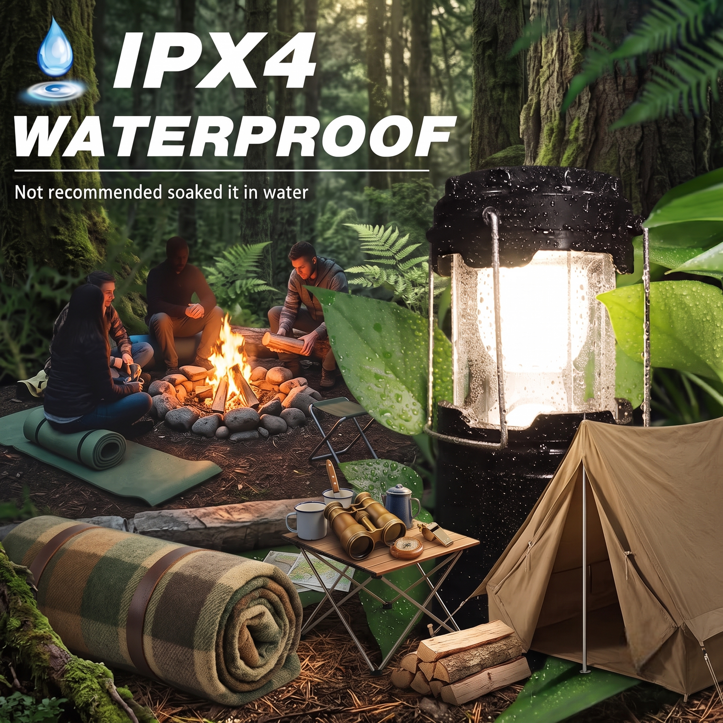 Rechargeable Solar Camping Lantern with USB – Portable LED Light for Outdoors & Emergencies