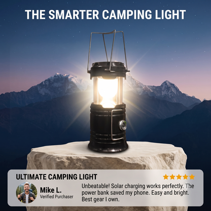 Rechargeable Solar Camping Lantern with USB – Portable LED Light for Outdoors & Emergencies
