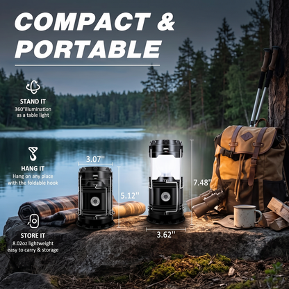 Rechargeable Solar Camping Lantern with USB – Portable LED Light for Outdoors & Emergencies